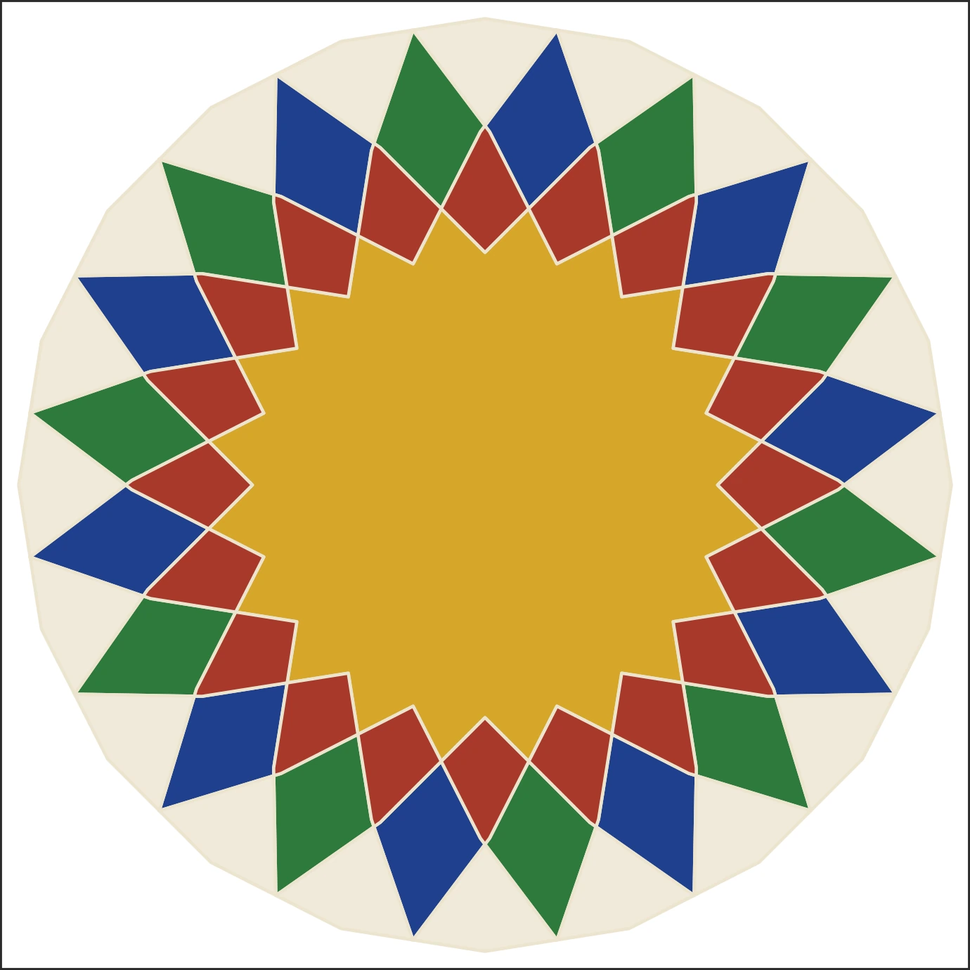 Twenty-point rosette, an original illustrated geometry study